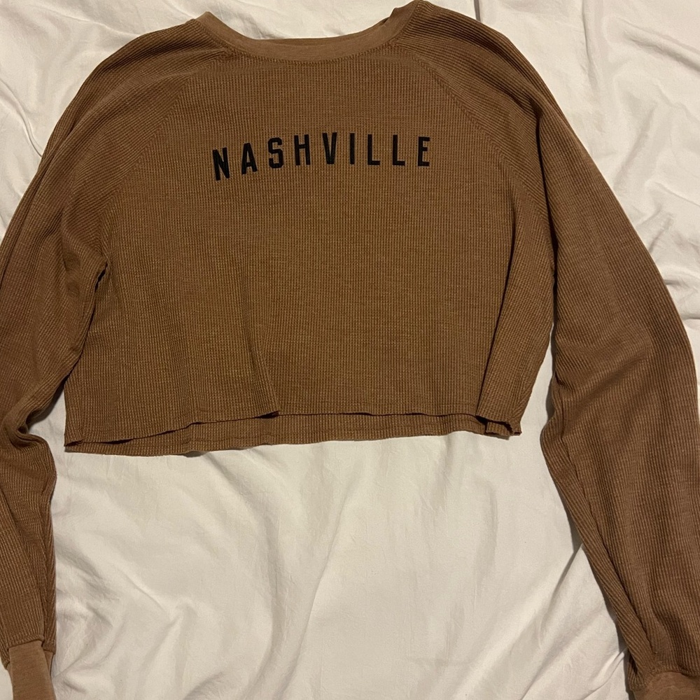 NASH cropped waffle print long sleeve